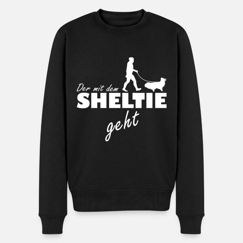 Shetland Sheepdog Der Mann der mit Sheltie geht - Männer Premium Bio Pullover - Schwarz