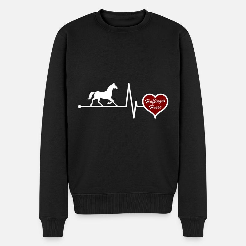 Haflinger Pferd Pferderasse Herzschlag - Männer Premium Bio Pullover - Schwarz