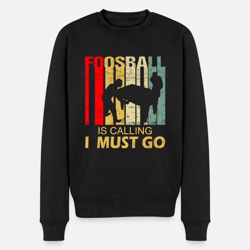 Tischfußball Ruft an Spruch Lustig Retro - Männer Premium Bio Pullover - Schwarz