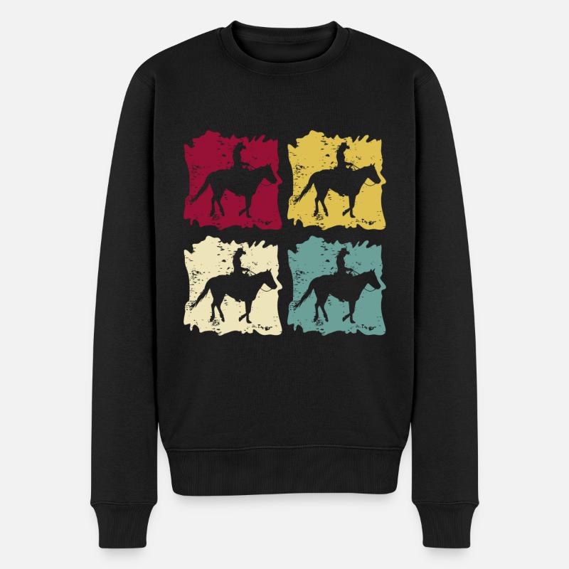 Westernreiten Westernpferd Retro Vintage Grunge - Männer Premium Bio Pullover - Schwarz