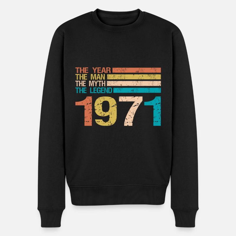 50. Geburtstag 1971 Mann Legende Spruch Retro - Männer Premium Bio Pullover - Schwarz