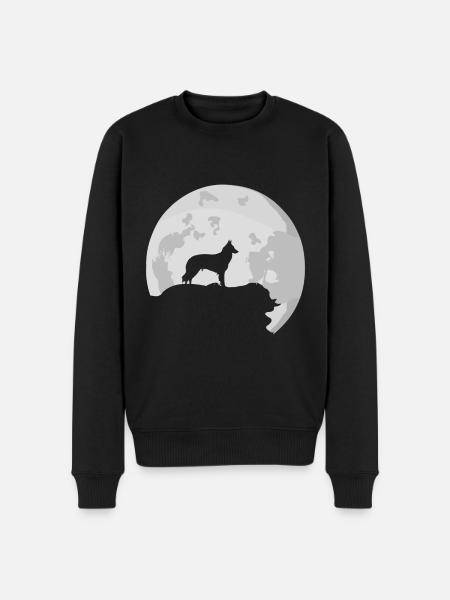 Groenendael sheepdog full moon silhouette - Men's Premium Organic Jumper - black