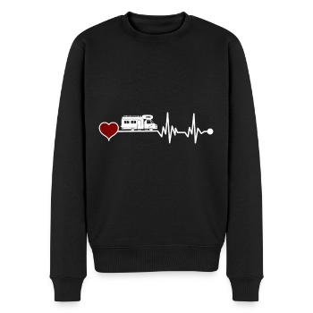 Kastenwagen Camping Herzschlag EKG Rotes Herz - Männer Premium Bio Pullover - Schwarz - Vorne - Nico (187cm)