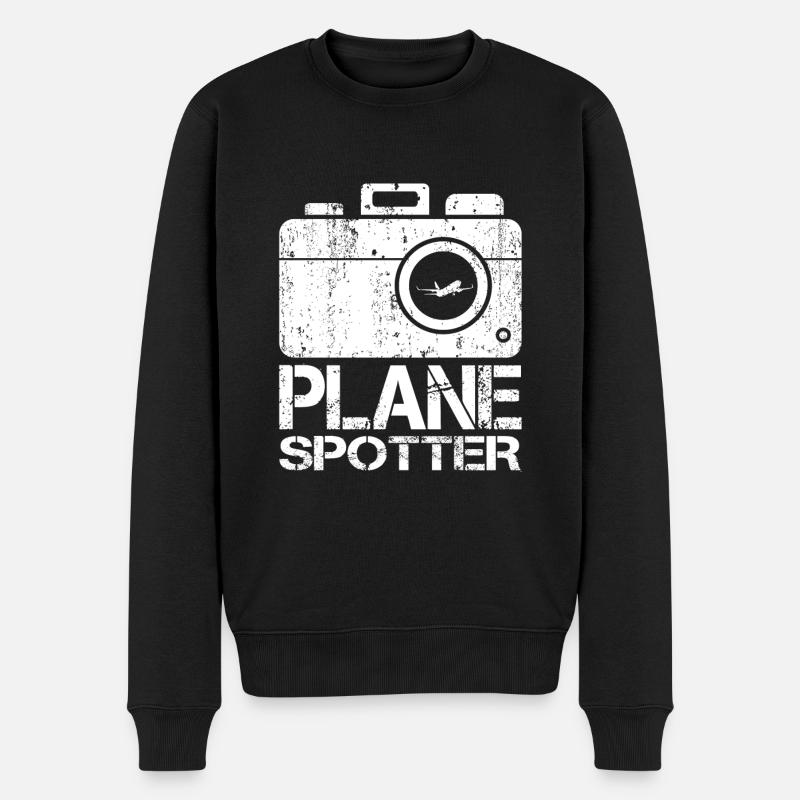 Plane Spotter Flugzeuge Beobachten Kamera - Männer Premium Bio Pullover - Schwarz