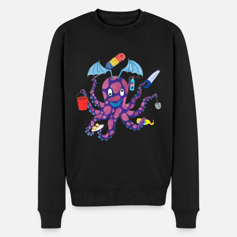 Haushalt- Kraken Tintenfisch Oktopus - Männer Premium Bio Pullover - Schwarz