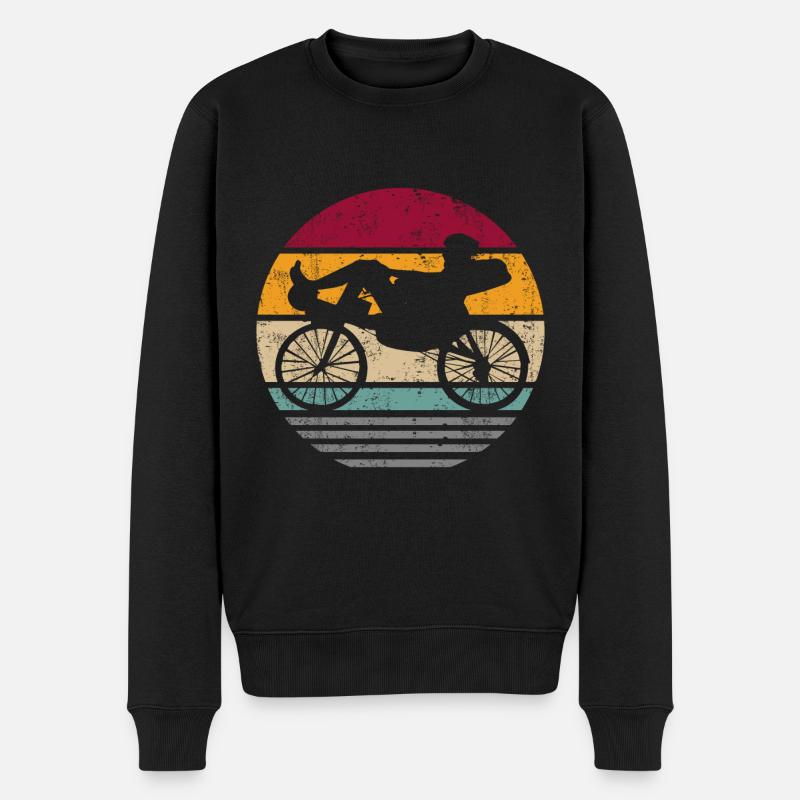 Liegefahrrad Liegerad Fahrrad Retro Silhouette - Männer Premium Bio Pullover - Schwarz