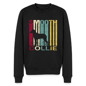 Kurzhaarcollie Kurzhaar Collie Retro Silhouette - Männer Premium Bio Pullover - Schwarz - Vorne - Nico (187cm)