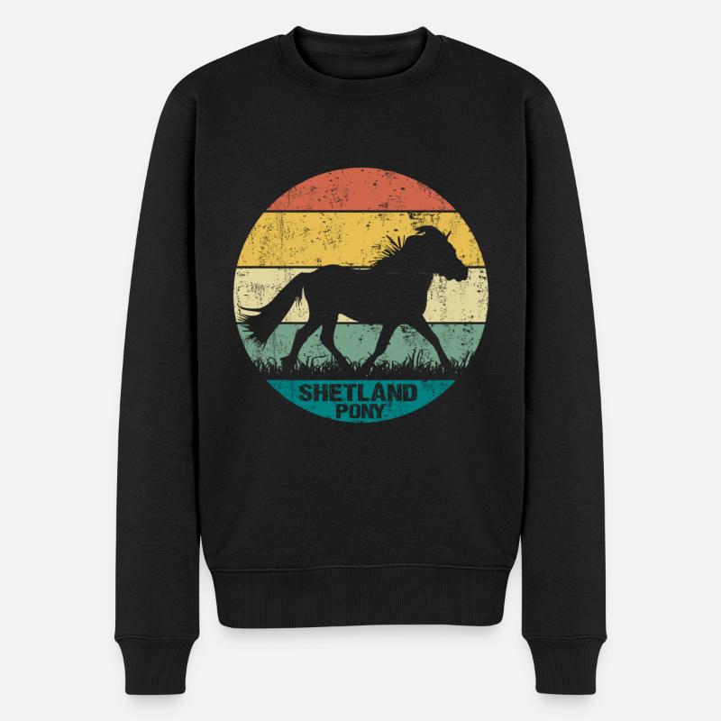 Shetland Pony Pferd Retro Vintage Silhouette - Männer Premium Bio Pullover - Schwarz