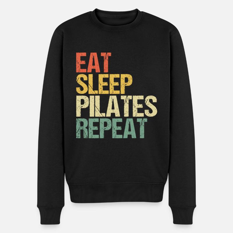 Pilates Eat Sleep Repea Retro - Men's Premium Organic Jumper - black