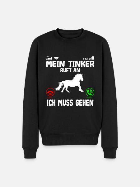 Tinker Pferd ruft an Spruch - Männer Premium Bio Pullover - Schwarz