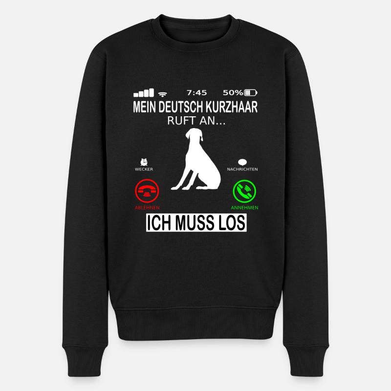 Deutsch Kurzhaar ruft an - Männer Premium Bio Pullover - Schwarz