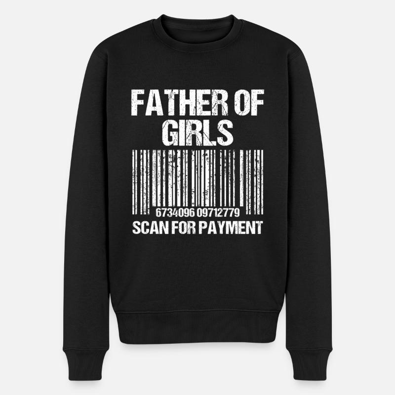 Papa 2 Vater von Zwei Töchter Kinder - Männer Premium Bio Pullover - Schwarz
