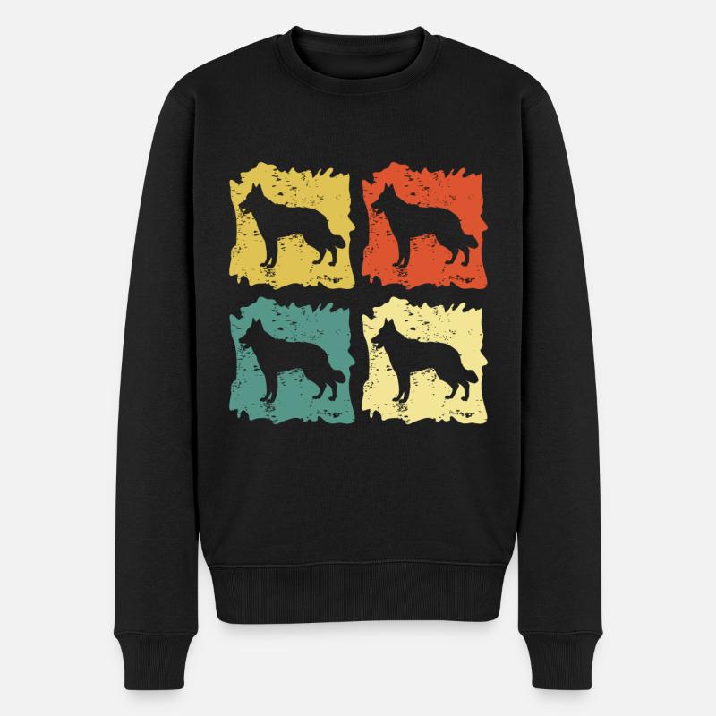 Schweizer Weißer Schäferhund Pop Art - Männer Premium Bio Pullover - Schwarz