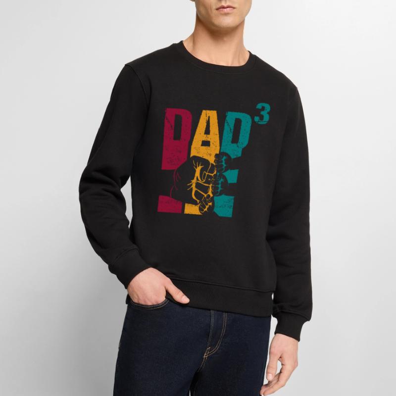 Papa Vater von 3 Kinder Drillinge Söhnen Mädchen Männer Premium Bio Pullover