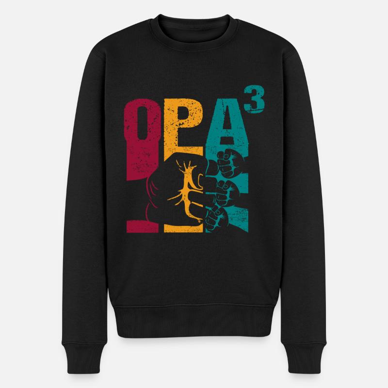 Opa hoch 3 werdender dreifacher drei Enkel - Männer Premium Bio Pullover - Schwarz