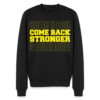 COME BACK STRONGER - COMEBACK - RÜCKKEHR - FITNESS - Männer Premium Bio Pullover - Schwarz - Vorne - Nico (187cm)