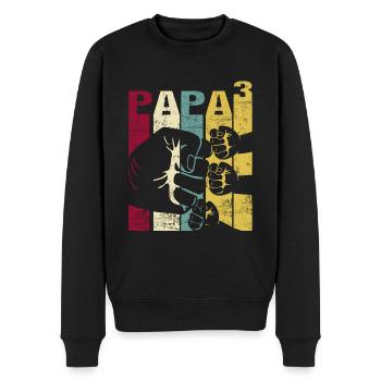 Papa Vater von Hoch 3 Kinder Kindern - Männer Premium Bio Pullover - Schwarz - Vorne - Nico (187cm)