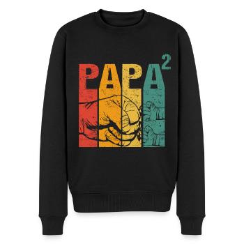 Papa Vater von 2 zwei Zweiten Kindern Zwillinge - Männer Premium Bio Pullover - Schwarz - Vorne - Nico (187cm)