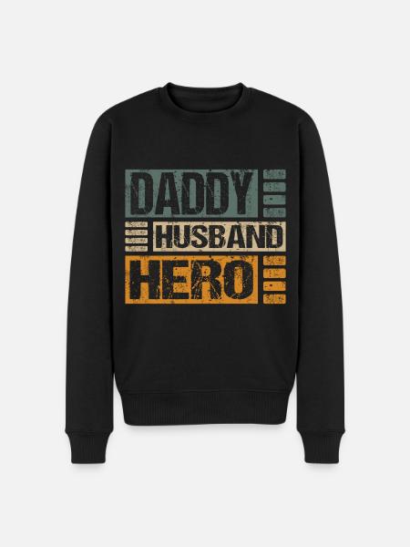 Husband Daddy Hero - Men's Premium Organic Jumper - black