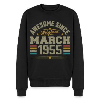 März 1955 Geburtstag Jahrgang 1955 Geschenkidee - Männer Premium Bio Pullover - Schwarz - Vorne - Nico (187cm)