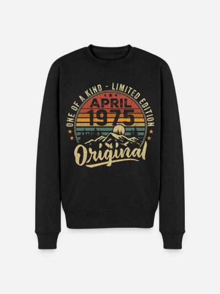 April 1975 Vintage 1975 Birthday Gift - Men's Premium Organic Jumper - black