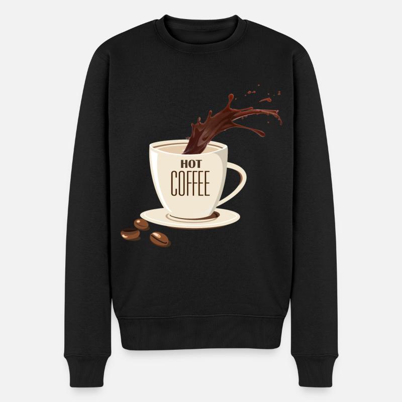 Kaffee Kaffee - Männer Premium Bio Pullover - Schwarz