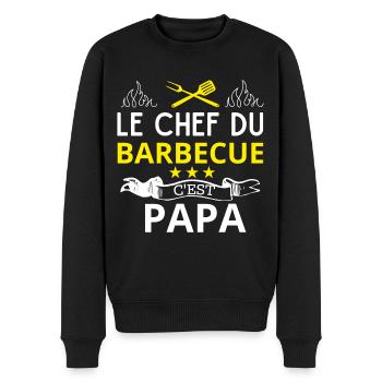 Papa Le cHEF du BBq - Pull Premium bio Homme - noir - Devant - Nico (187cm)