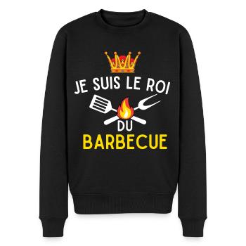 JE SUIS LE ROI du bbq - Pull Premium bio Homme - noir - Devant - Nico (187cm)