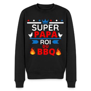 Tablier super papa barbecue - Pull Premium bio Homme - noir - Devant - Nico (187cm)
