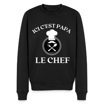 ICI C EST papa le chef - Pull Premium bio Homme - noir - Devant - Nico (187cm)