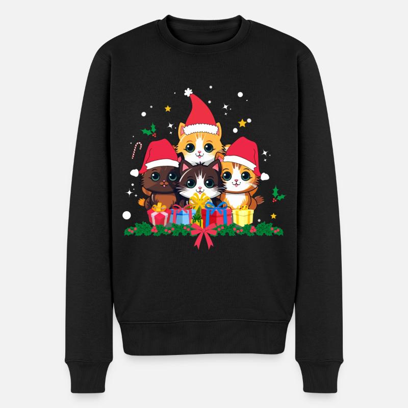 Drôles de chats de Noël - Pull Premium bio Homme - noir