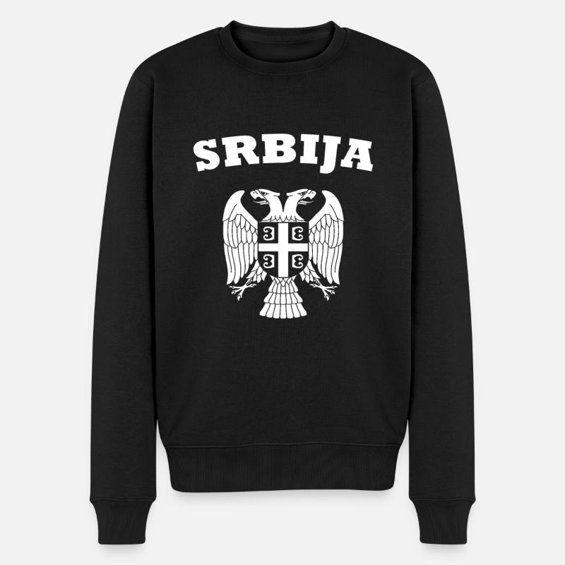 Serbien Wappen - Männer Premium Bio Pullover - Schwarz