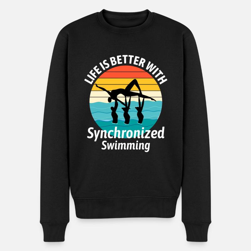 Synchro Schwimmer Synchronschwimmen Vintage - Männer Premium Bio Pullover - Schwarz