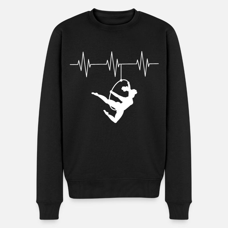 Aerial Hoop Lyra Silk Circus Akrobatik Herzschlag - Männer Premium Bio Pullover - Schwarz
