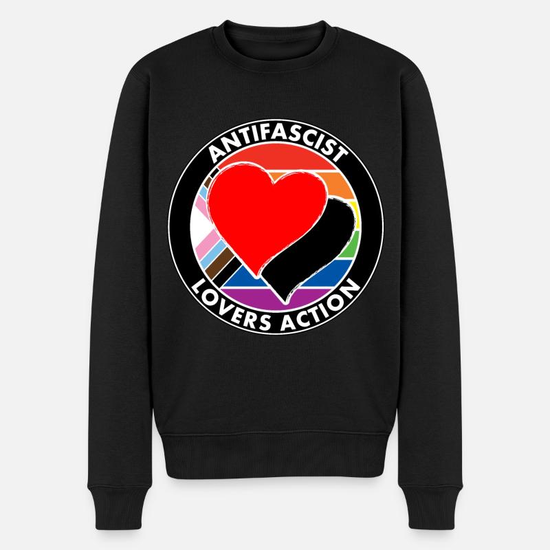 antifascist lovers action - Männer Premium Bio Pullover - Schwarz