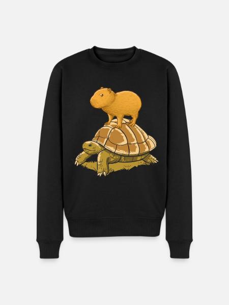Capybara on turtle - Men's Premium Organic Jumper - black