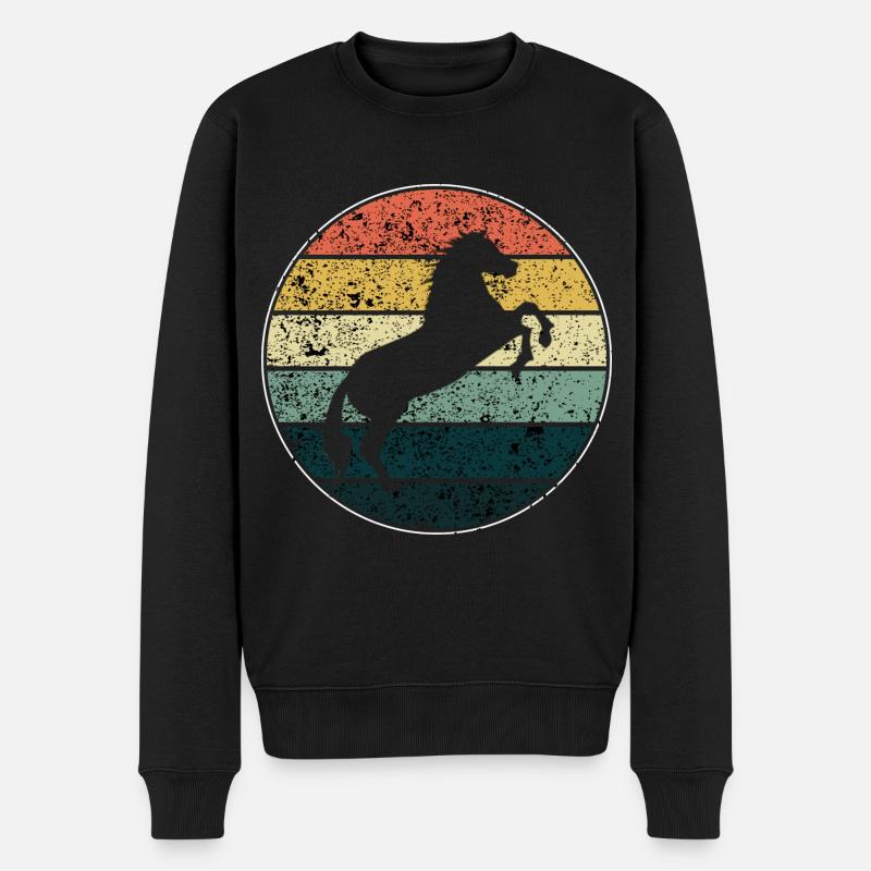 Pferd - Männer Premium Bio Pullover - Schwarz