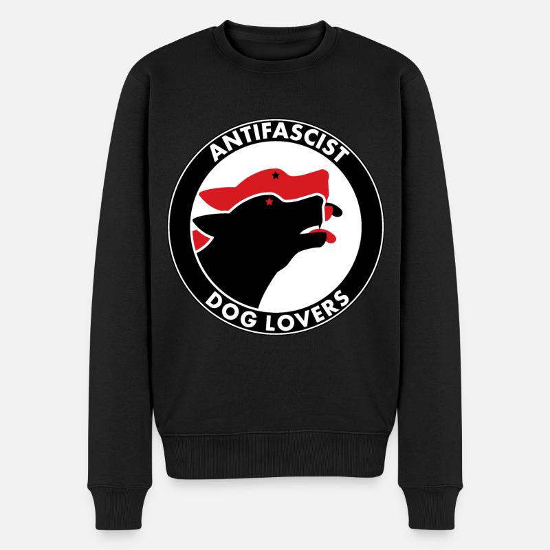 ANTIFASCIST DOG LOVER - Männer Premium Bio Pullover - Schwarz