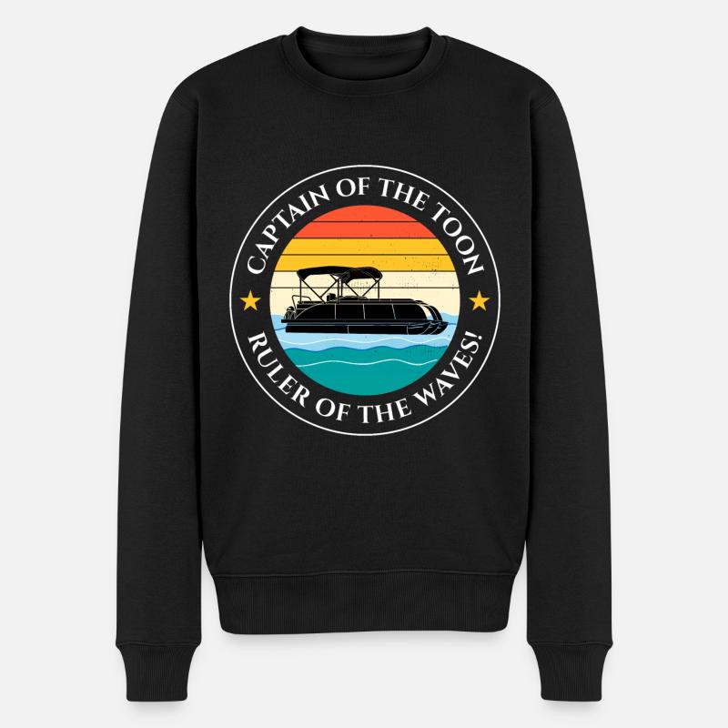Pontonboot Kapitän Offshore-Bootsfahrt Retro - Männer Premium Bio Pullover - Schwarz