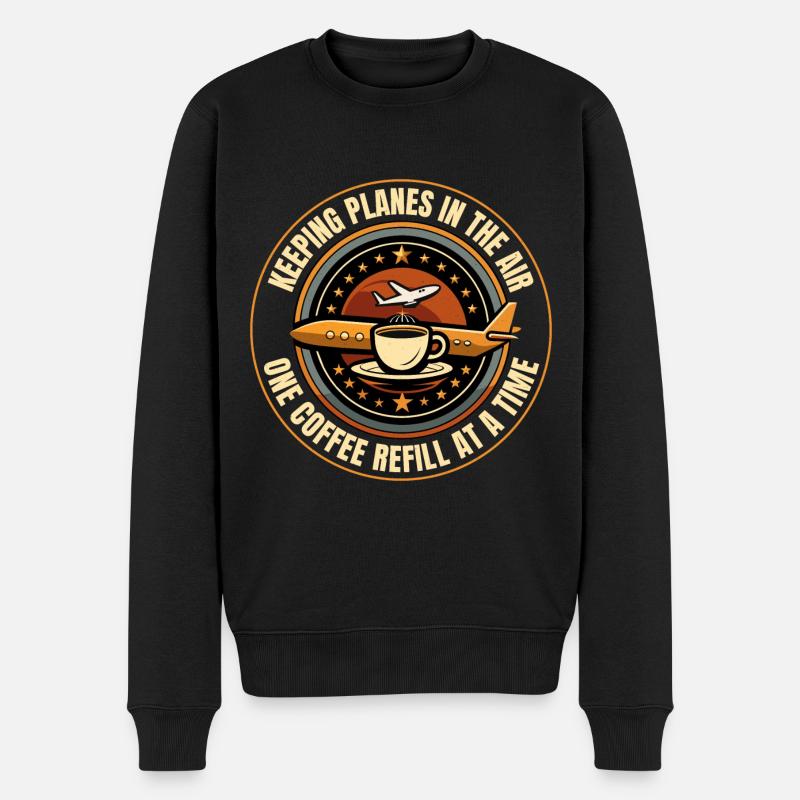Fluglotse Kaffee ATC Luftfahrt Humor - Männer Premium Bio Pullover - Schwarz