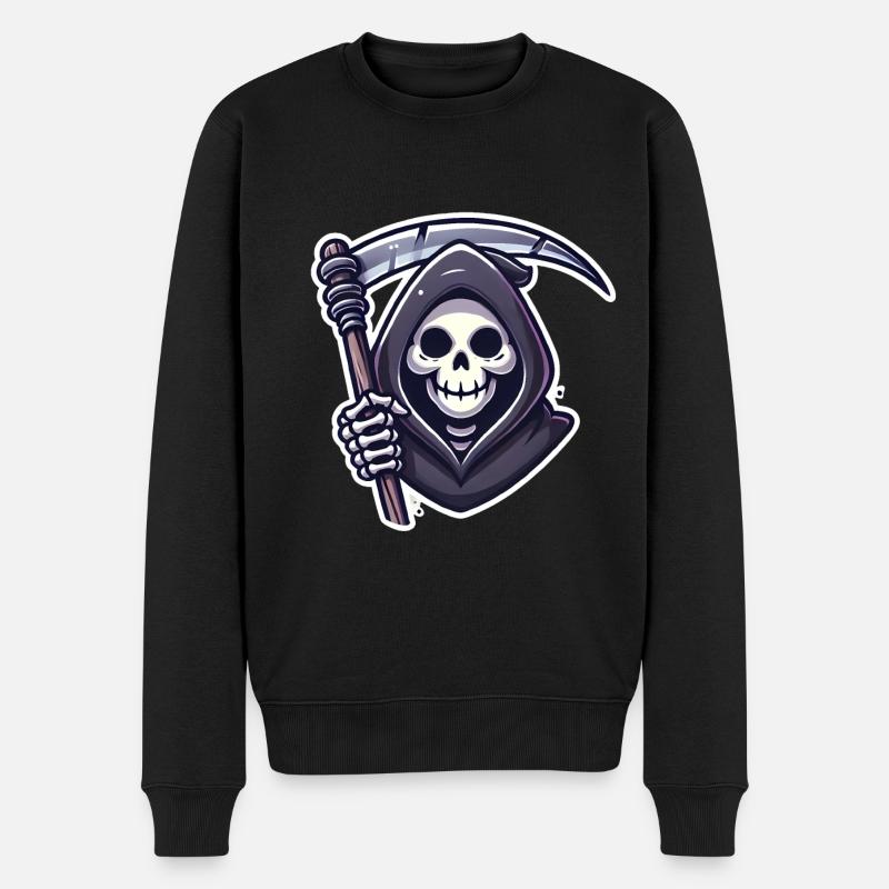 Sensenmann Lächelnde Sense Illustration - Männer Premium Bio Pullover - Schwarz