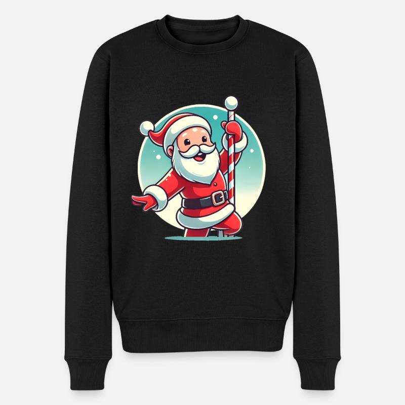 Fröhliche Santa Pole Dance Grafik - Männer Premium Bio Pullover - Schwarz