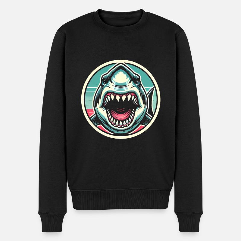 Furchterregender Haibiss Illustration - Männer Premium Bio Pullover - Schwarz