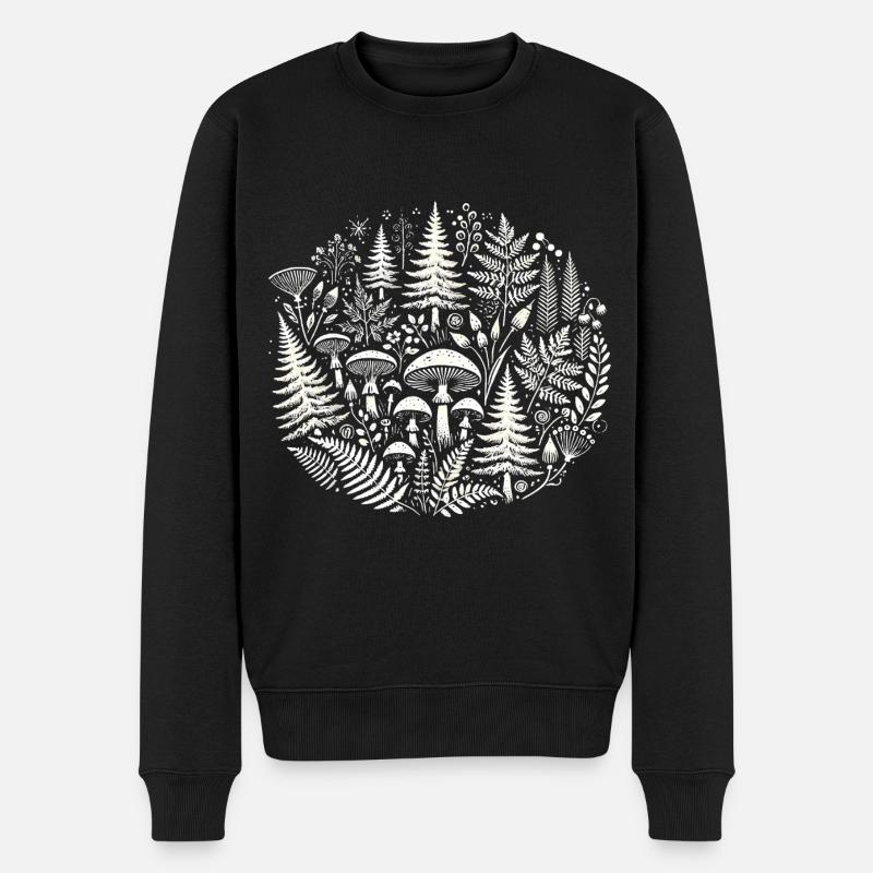 Komplizierter Wald Natur Illustration - Männer Premium Bio Pullover - Schwarz