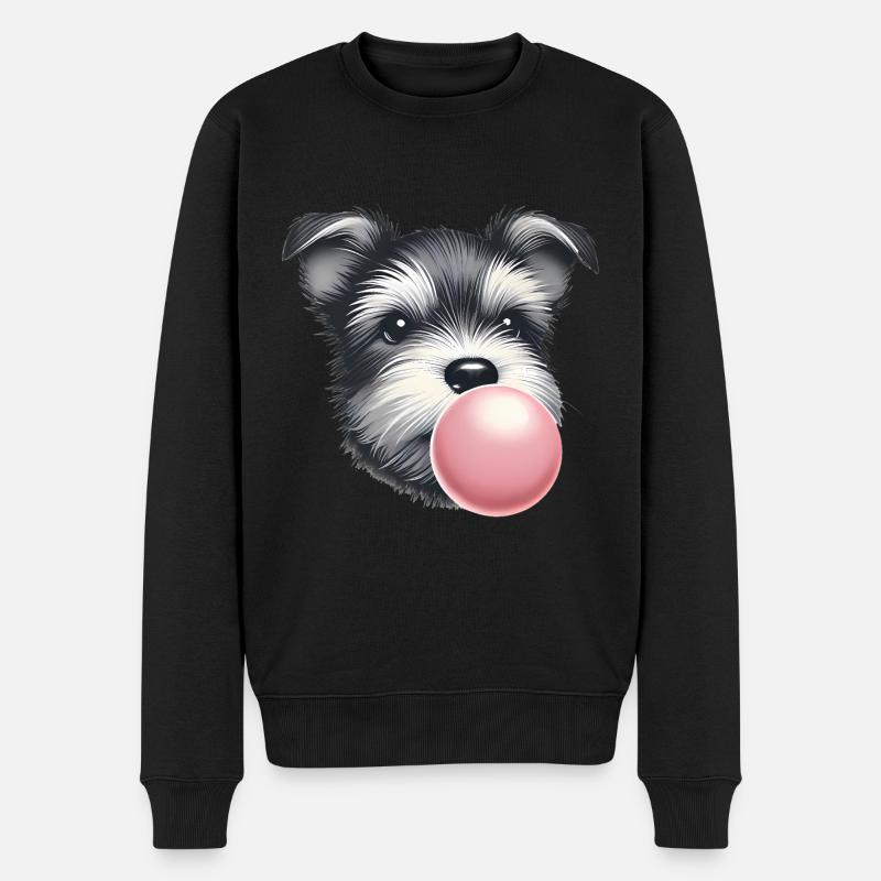 Terrier joueur avec chewing-gum - Pull Premium bio Homme - noir