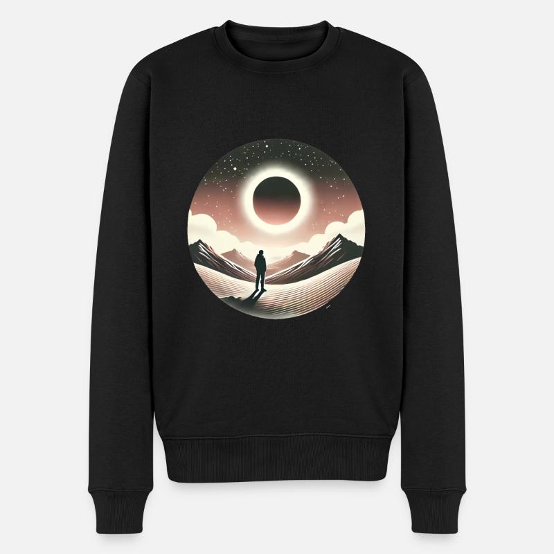 Eclipse Gaze Silhouette Design - Männer Premium Bio Pullover - Schwarz