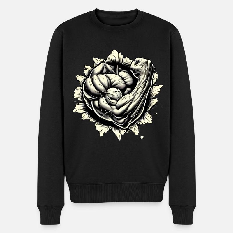 bras musclé traversant le mur - Pull Premium bio Homme - noir
