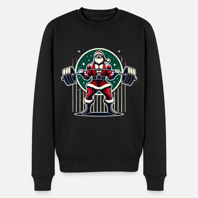 Santas Strong Snatch Powerlifting - Männer Premium Bio Pullover - Schwarz