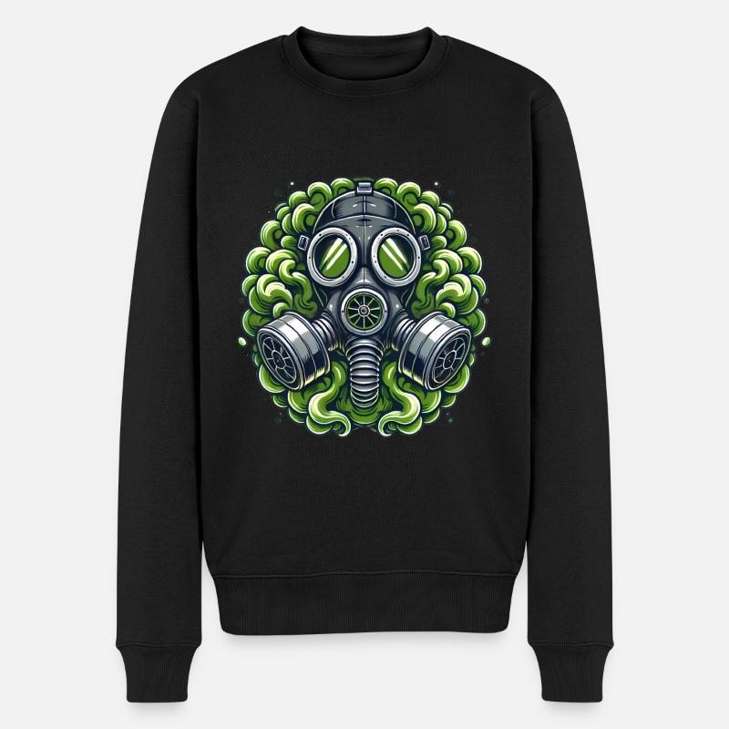Lustiges Gasmasken-Furzzonen-Design - Männer Premium Bio Pullover - Schwarz