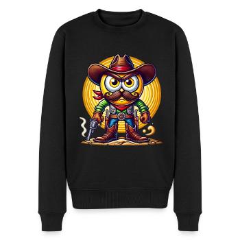 Lustiges Cartoon Cowboy PopArt Design - Männer Premium Bio Pullover - Schwarz - Vorne - Nico (187cm)